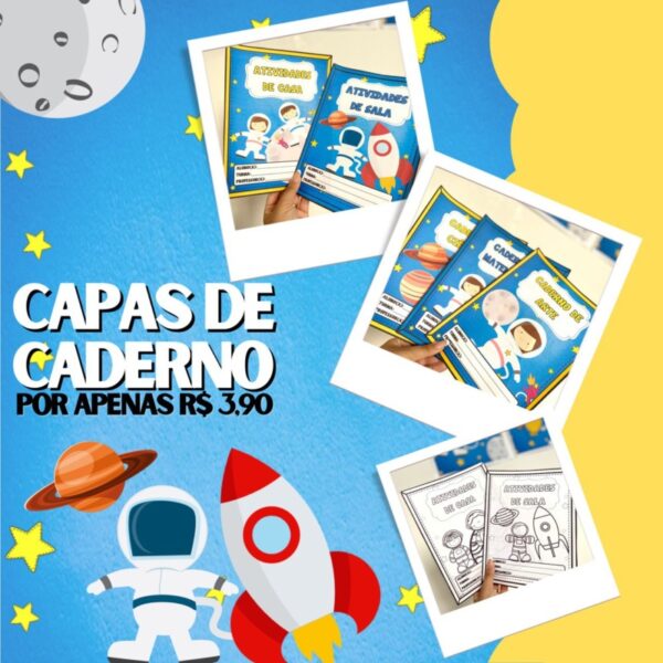 Capas de Caderno - Tema Astronauta 👨🏽‍🚀