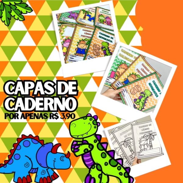 Capas de Caderno - Tema Dinossauros 🦕