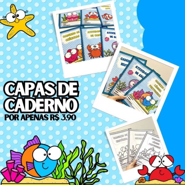 Capas de Caderno - Tema Fundo do Mar 🪸