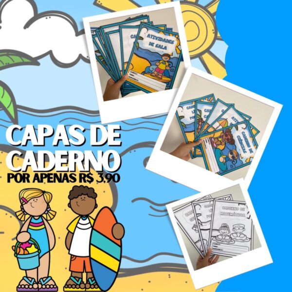 Capas de Caderno - Tema Praia 🏖️