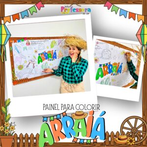 Painel arraiá para colorir